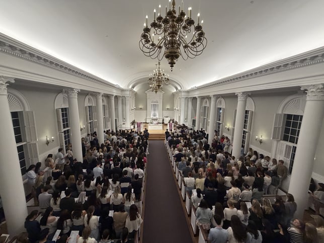 church full of students