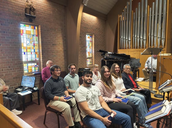 ministry students gathered together in church