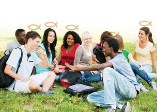 Teen group with fish